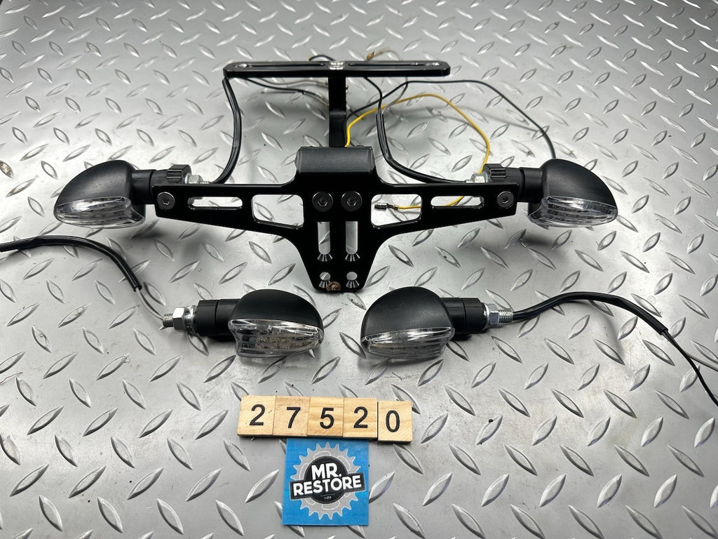 Motorcycle Tail Tidy Registration Plate Holder with Reg Light & 4 LED Indicators