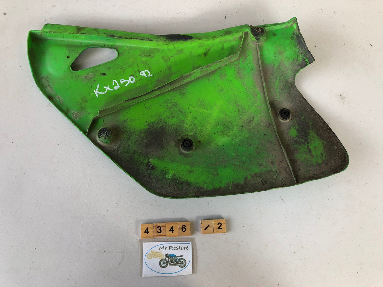 Kawasaki KX500 KX250 KX125 L/HÂ Side Panel (2 available) 36001-1469 VMX Classic