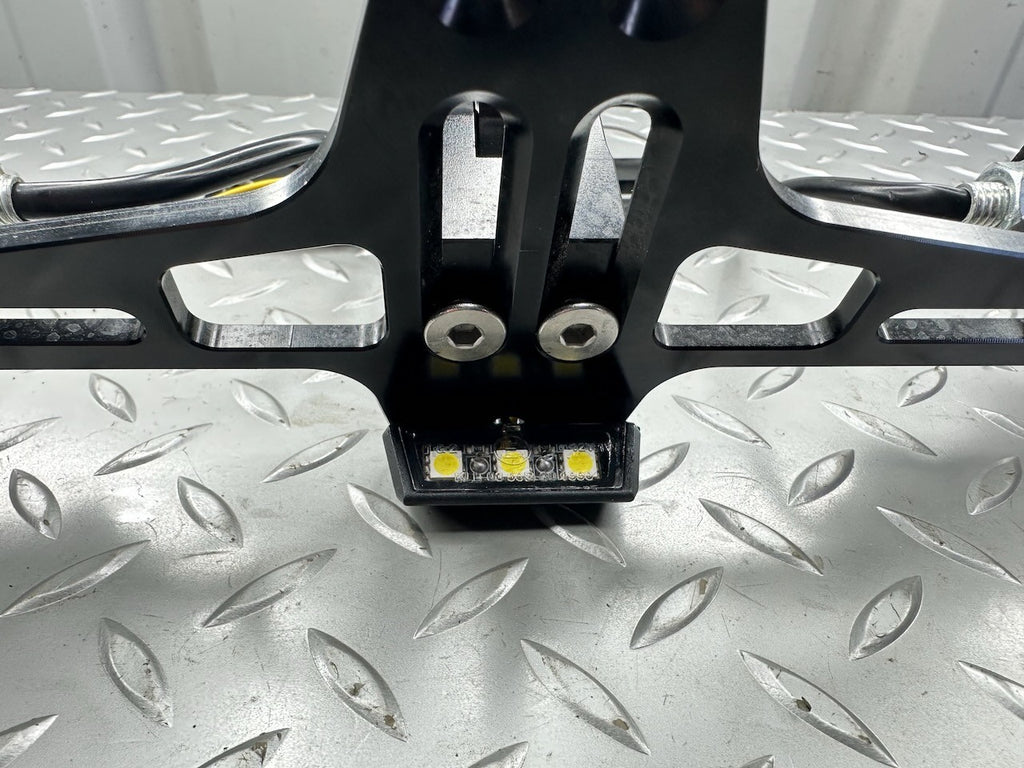 Motorcycle Tail Tidy Registration Plate Holder with Reg Light & 4 LED Indicators