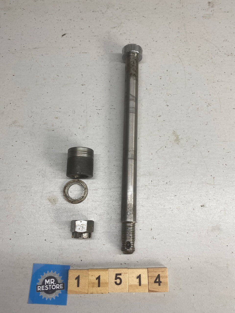 Honda CB200 Front Wheel Spindle Axle, Spacers & Nut