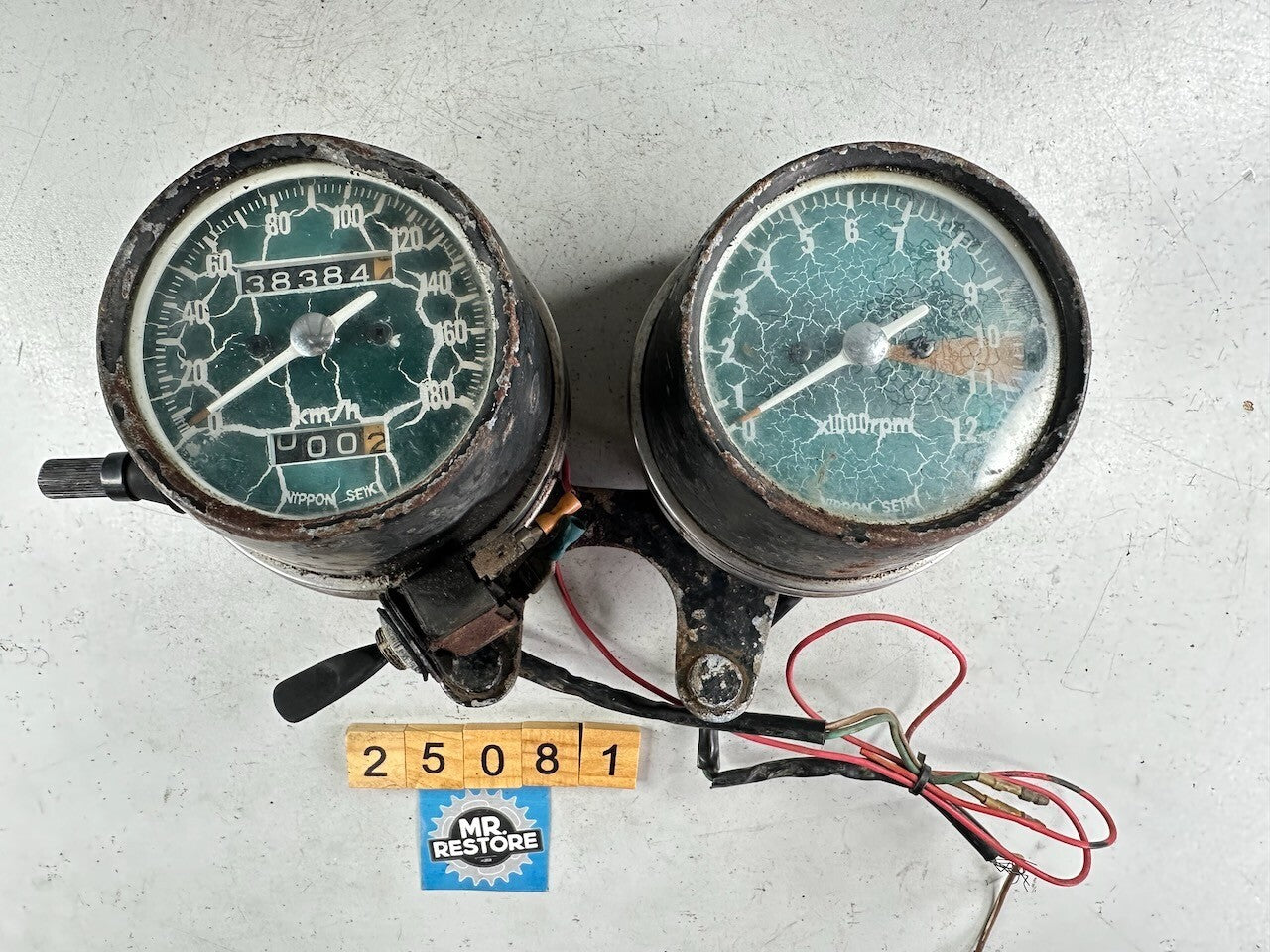Honda CB350 Four (Early) KMH Speedometer Tachometer, Harness & Bracket (Tested)