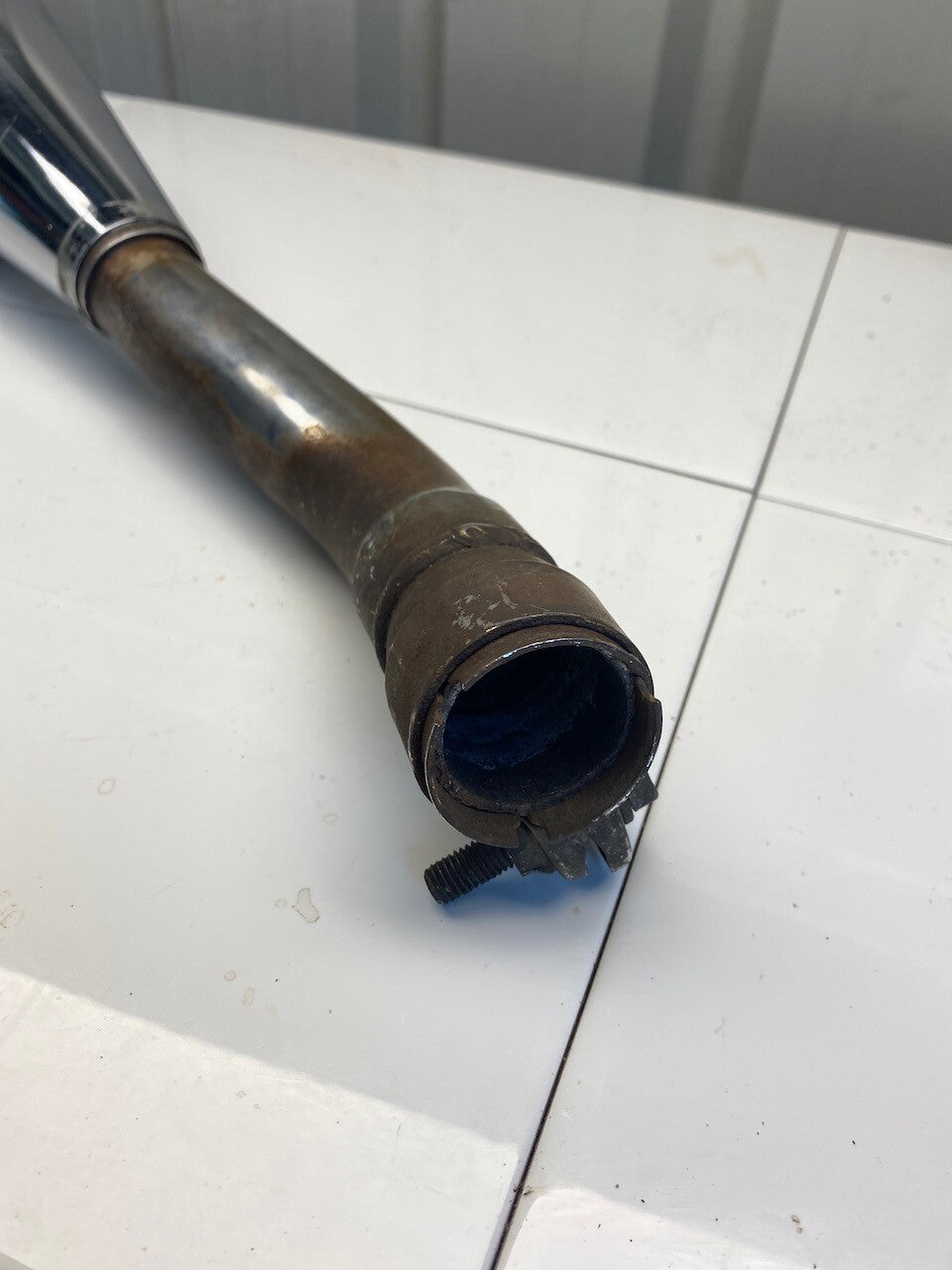 Kawasaki GPX250 L/H Exhaust Pipe Muffler - Chrome