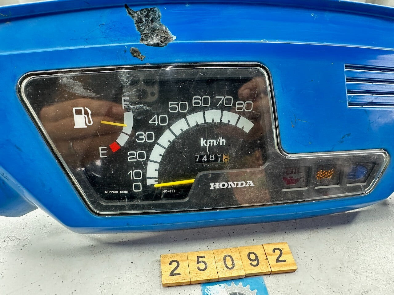 Honda Lead 1985 KMH Speedometer, Fuel Gauge & Surround