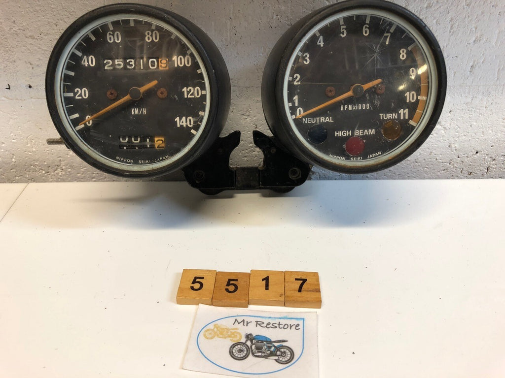 Kawasaki KE or Yamaha DT Dash Speedometer Tachometer & Bracket KMH - 25,000ks