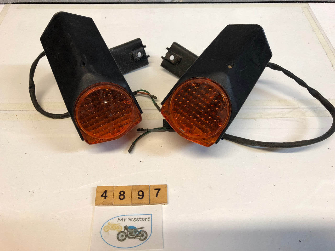 Honda Vintage Classic Scooter Rear Indicators and brackets - pair OEM