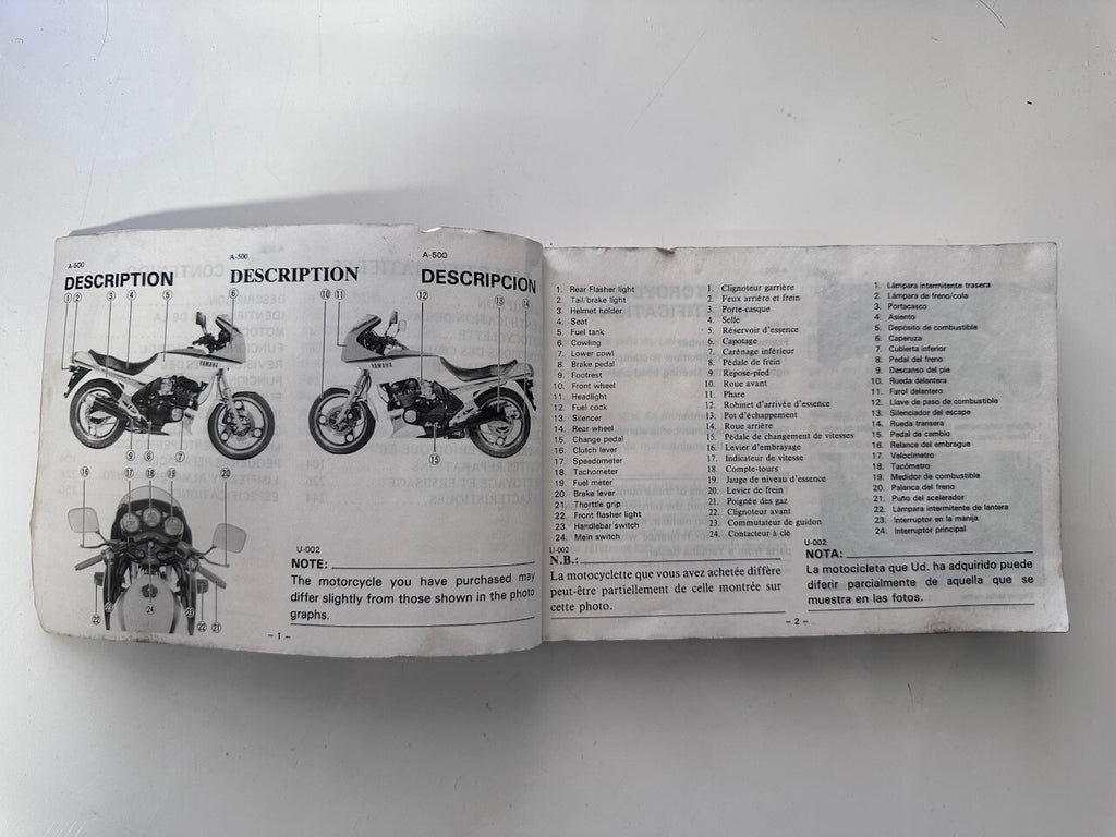 Yamaha XJ600 RL 1983 Owners Manual Handbook