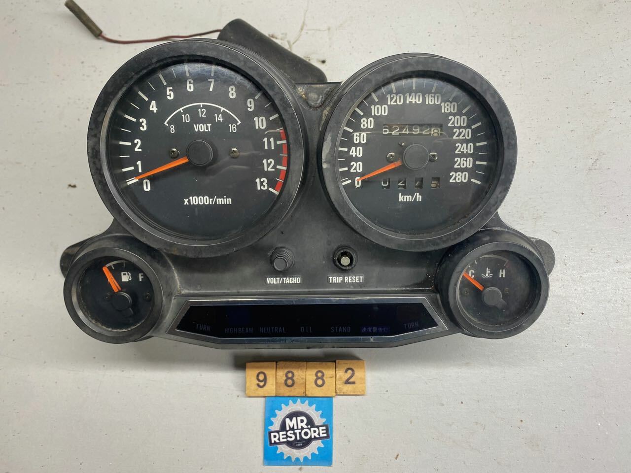 Kawasaki GPZ1000 RX Dash Speedo Tachometer Fuel Temp Bracket & Wire Loom