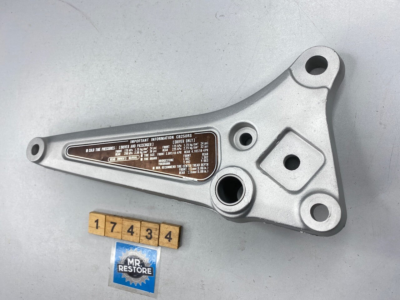 Honda CB250RS Right Hand Foot Rest Bracket - Vapour Blasted