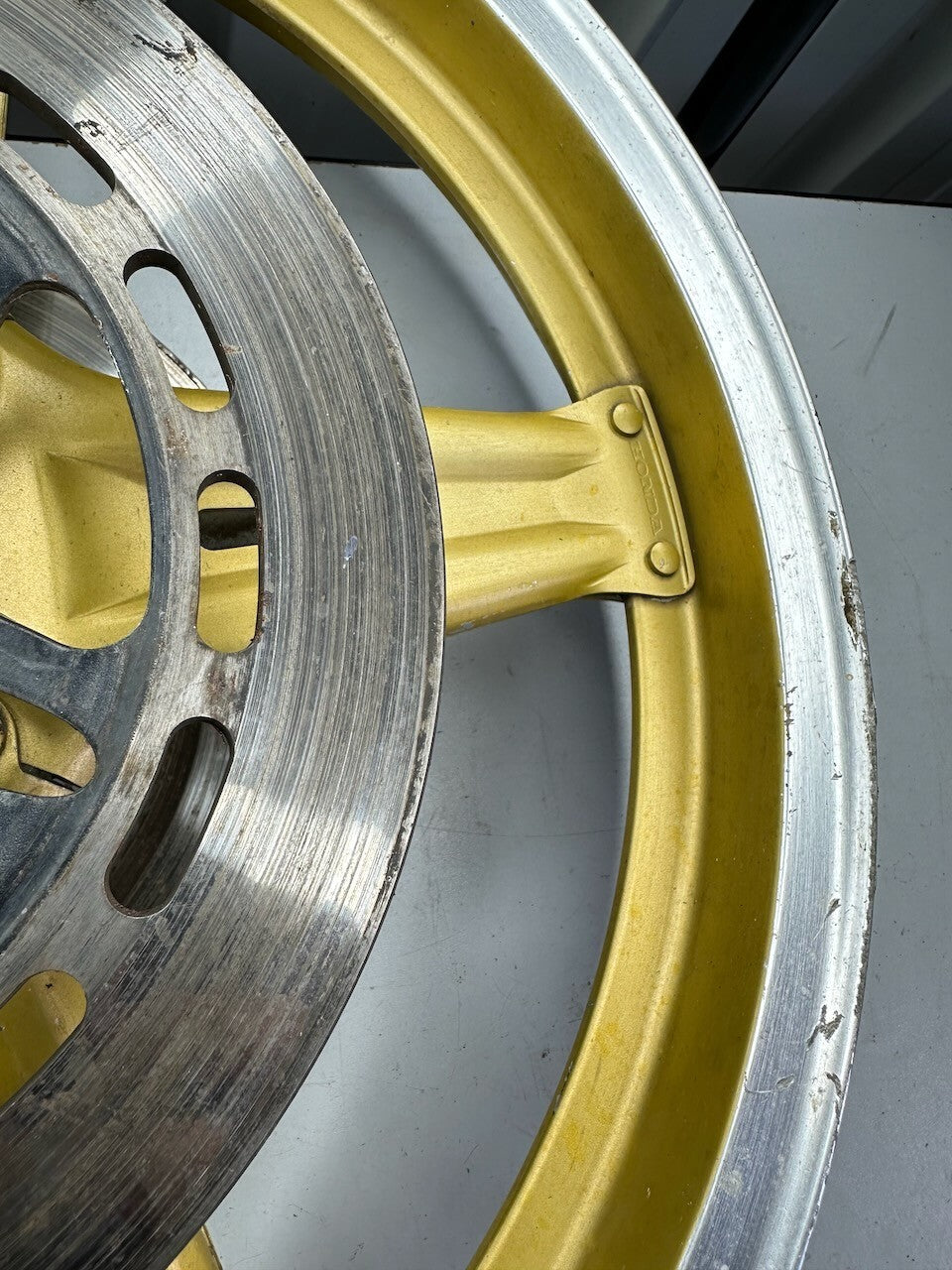 Honda Vintage Gold Comstar Wheel & Discs 19 x 2.15 (Dated November 79)