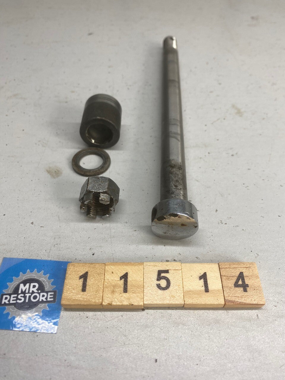 Honda CB200 Front Wheel Spindle Axle, Spacers & Nut