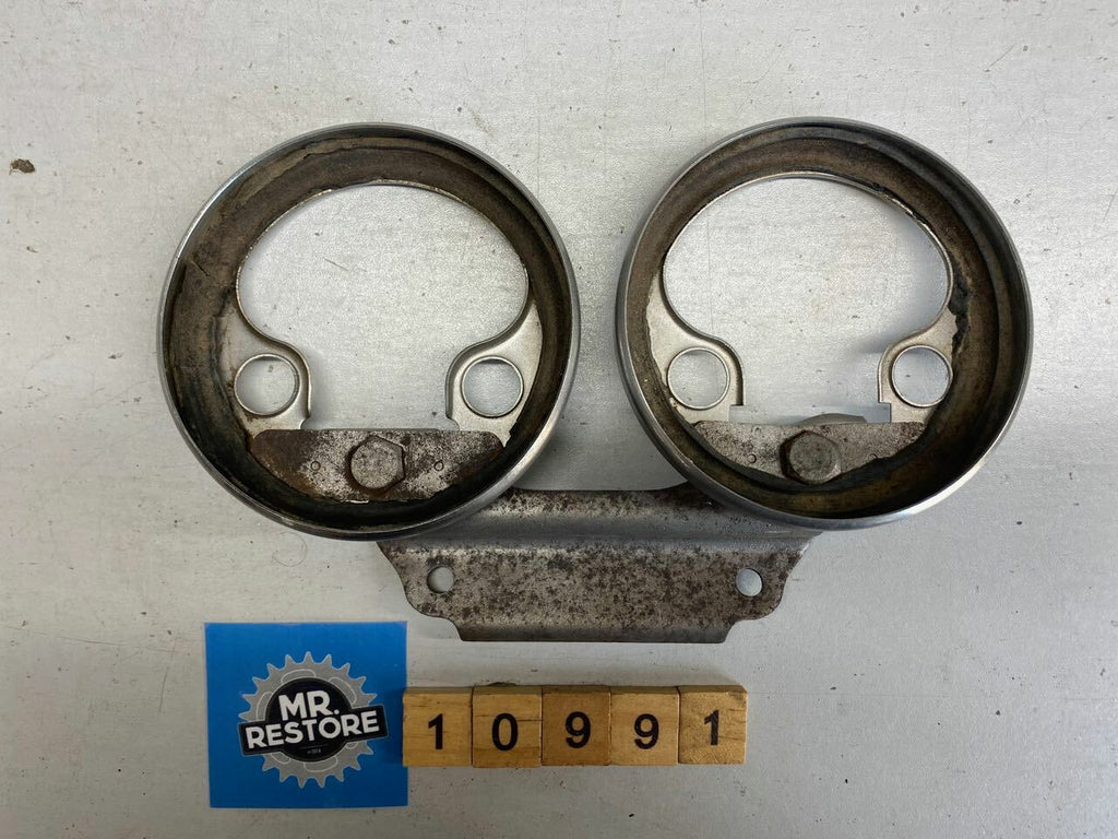 Vintage Classic Japanese Meter Clock Bracket & Chrome Surrounds (Probably Honda)