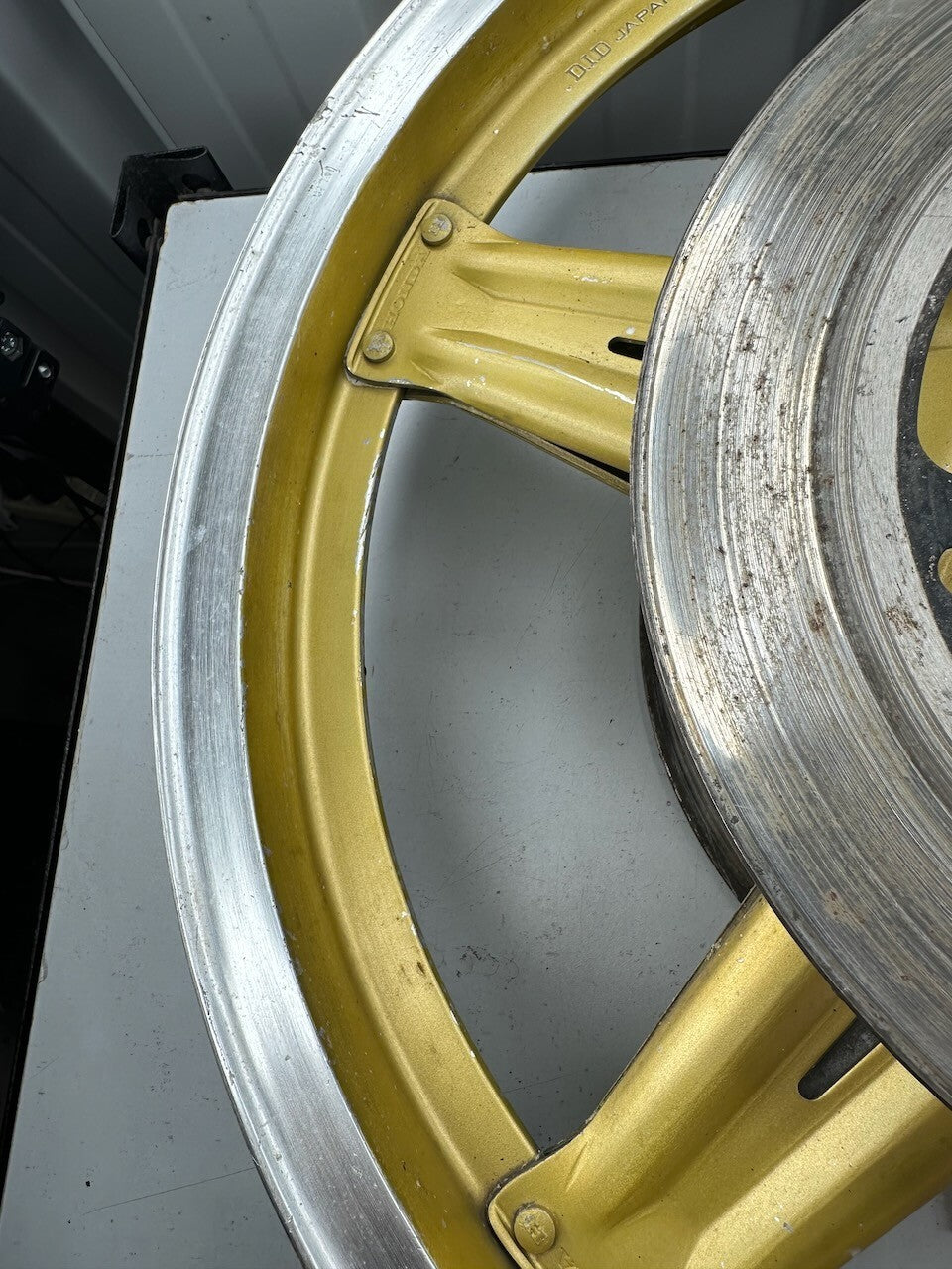 Honda Vintage Gold Comstar Wheel & Discs 19 x 2.15 (Dated November 79)