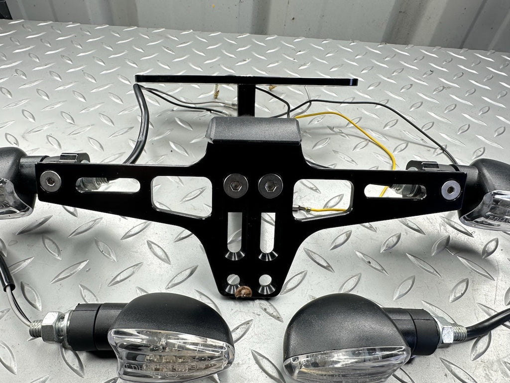Motorcycle Tail Tidy Registration Plate Holder with Reg Light & 4 LED Indicators