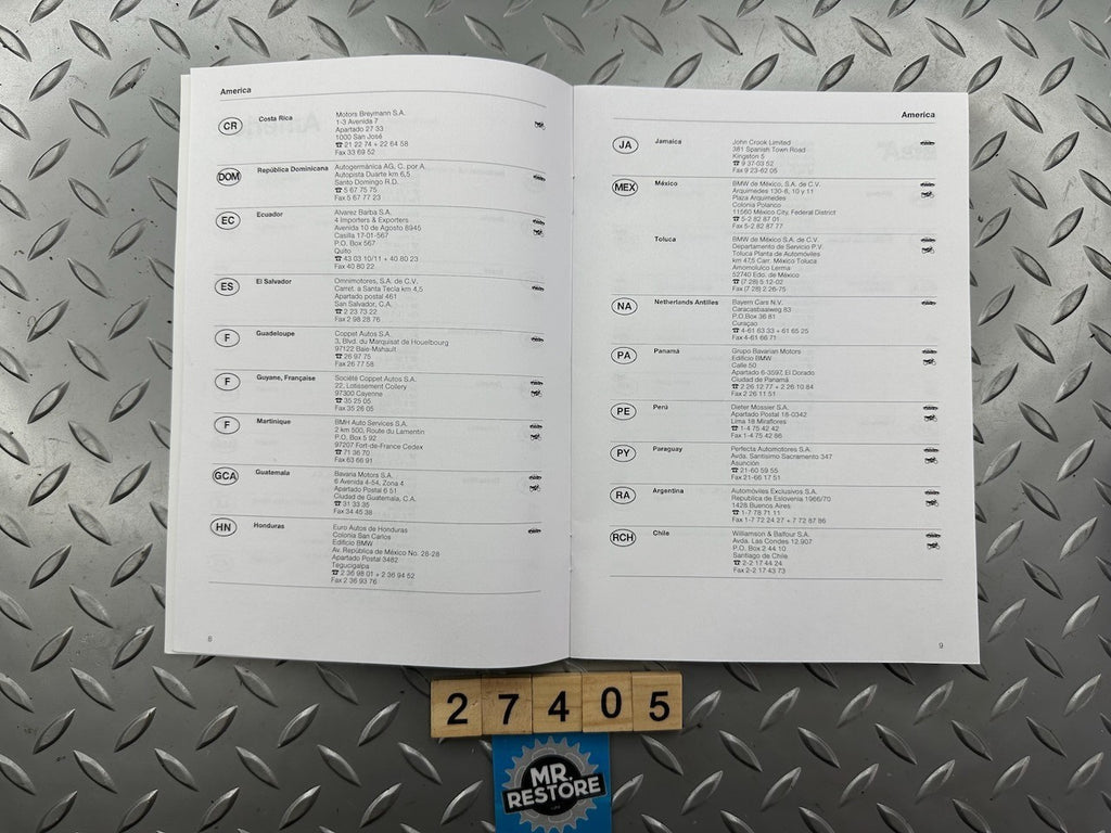 BMW Service Dealer Directory Africa America Asia Australia Oceania 1998/99 VGC