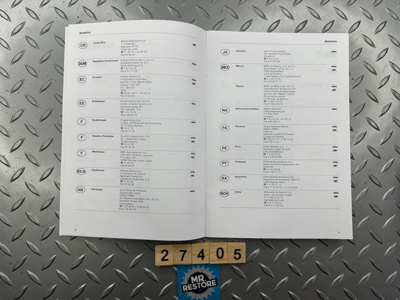 BMW Service Dealer Directory Africa America Asia Australia Oceania 1998/99 VGC