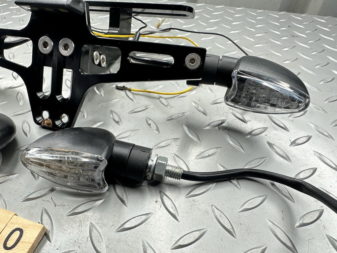 Motorcycle Tail Tidy Registration Plate Holder with Reg Light & 4 LED Indicators