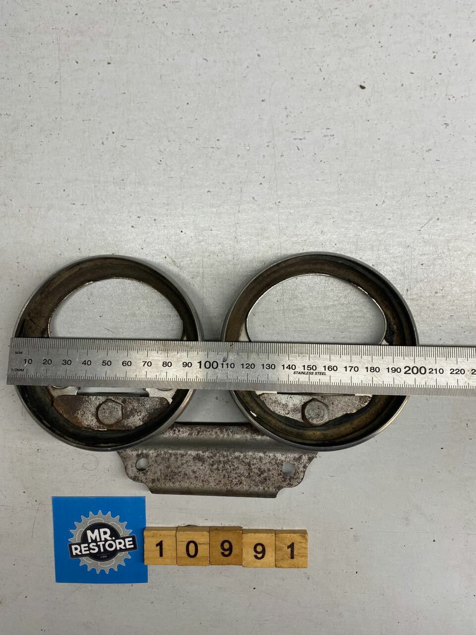 Vintage Classic Japanese Meter Clock Bracket & Chrome Surrounds (Probably Honda)