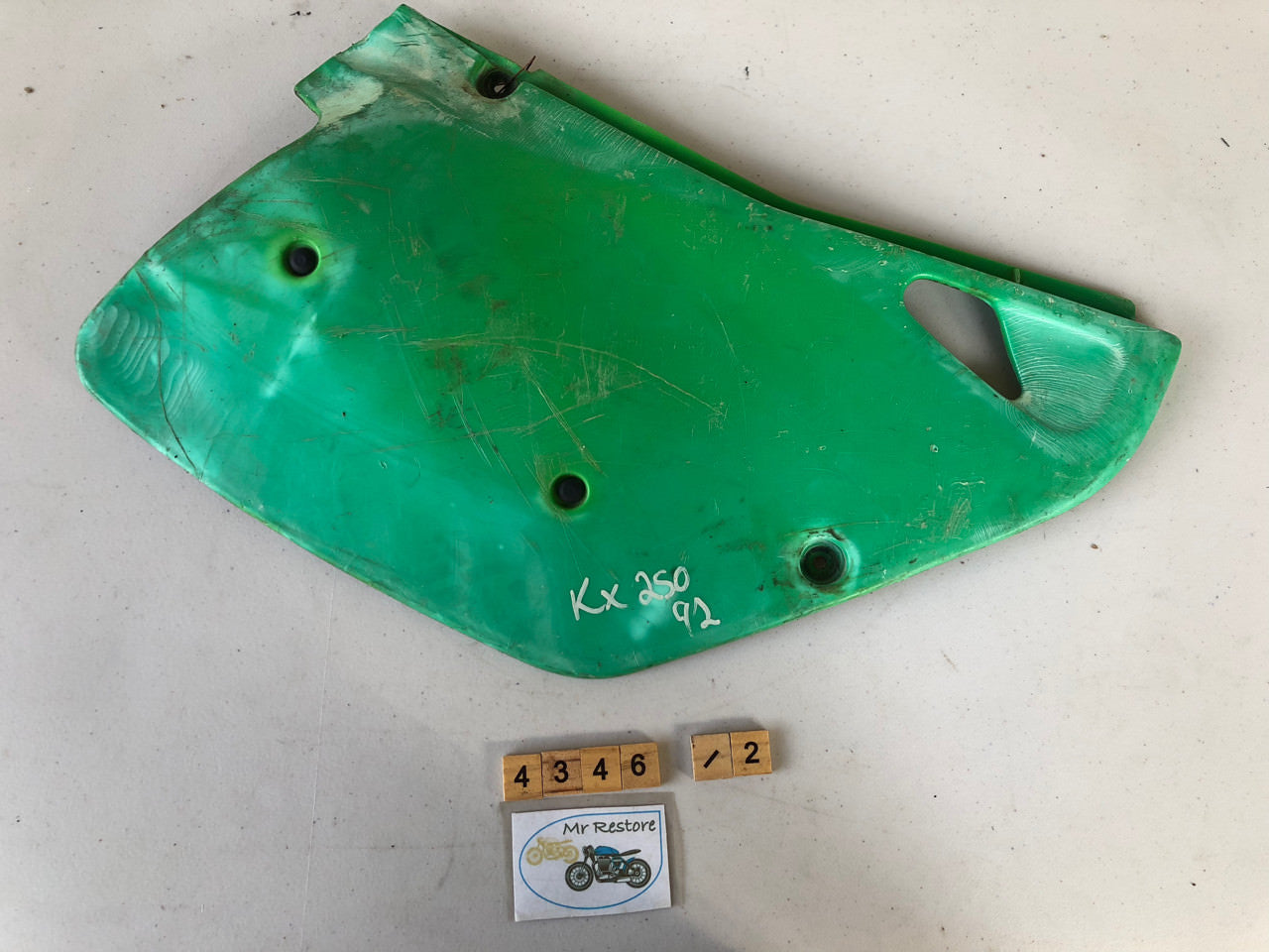 Kawasaki KX500 KX250 KX125 L/HÂ Side Panel (2 available) 36001-1469 VMX Classic