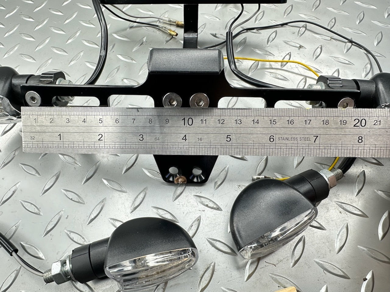 Motorcycle Tail Tidy Registration Plate Holder with Reg Light & 4 LED Indicators